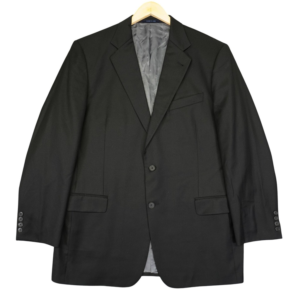 Loro Piana Wool Joseph Abboud Blazer Mens 44L Black Pinstripe Sport Coat USA